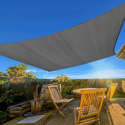 Artpuch Sun Shade Sails Canopy, 185GSM Shade Sail UV Block for Patio Garden Outdoor Facility and Activities (12&s;x16&s;, Dark Grey)