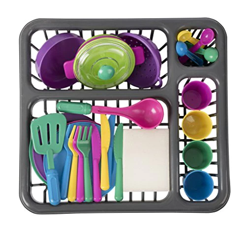 Big Mos Toys Pretend Play Dishes Playset – Little Chef Set, Kids Serving Dishes - Play Cups, Cutlery, Ladle, Tableware, Pots and
