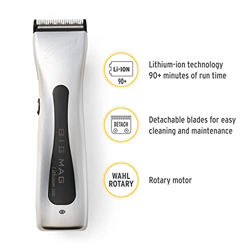 Wahl Professional Sterling Big Mag Clipper #8843 Great for Professional Stylists and Barbers Rotary Motor Silver