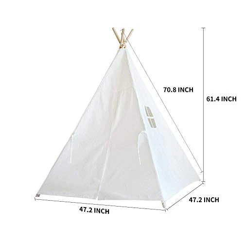 Sumbababy Teepee Tent for Kids with Carry Case, Natural Cotton Canvas Teepee Play Tent, Toys for Girls/Boys Indoor &a; Outdoor Pla