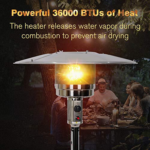 vilobos outdoor patio heater standing gas lp propane heater with wheels 87 inches tall 36000 btu for commercial &a; residential