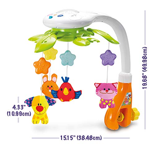KiddoLab Baby Crib Mobile with Lights and Relaxing Music. Includes Ceiling Light Projector with Stars, Animals. Musical Crib Mob