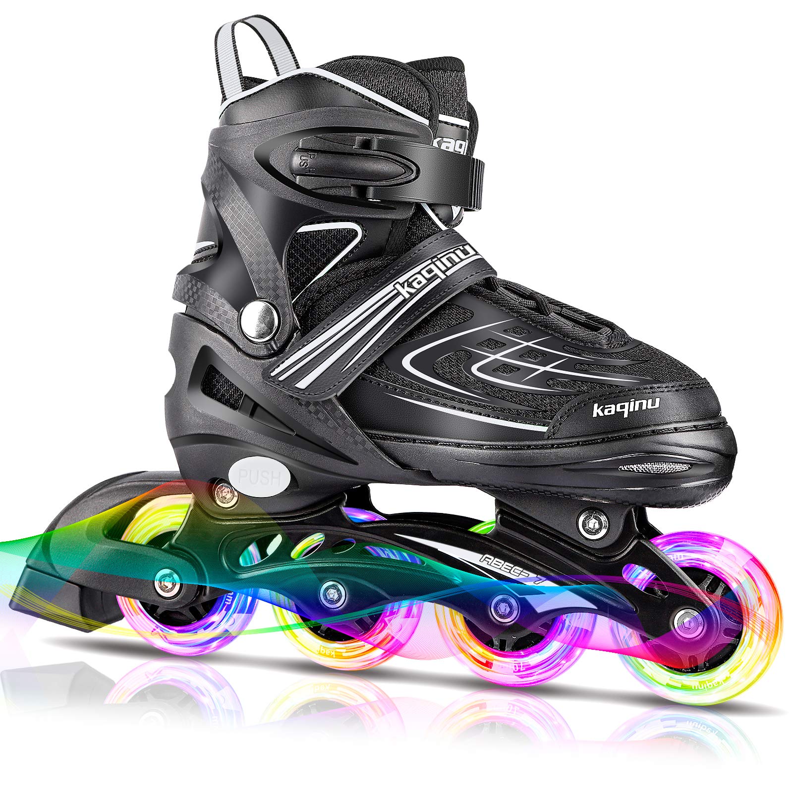 Kaqinu Adjustable Inline Skates, Outdoor Roller Blades Skates With Full Illuminating Wheels For Women, Kids, Girls And Boys (Blu