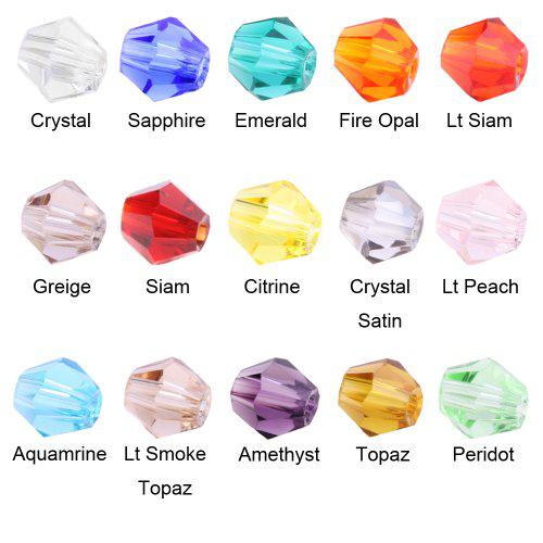 beadnova 4mm bicone glass beads facted bicone crystal beads for jewelry making diy craft beads (1500pcs, 15 color)