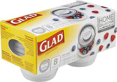 gladware home mini round food storage containers, small food containers hold 4 ounces of food, 8 count set | with glad lock t