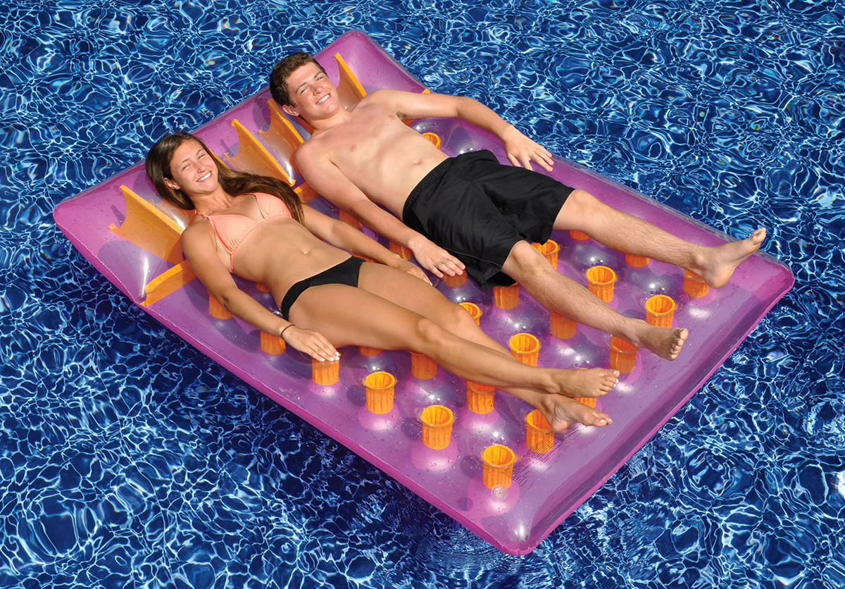 Swim Central Inflatable Purple Water Sports Double Swimming Pool Mat Float, 78-Inch