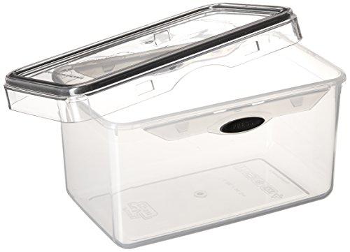 Stor-All solutions misco pnc59rt rectangle press n click food container, 7.4 cup, clear/grey trim