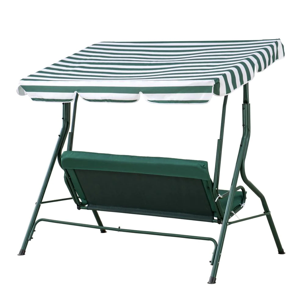 Golden Bull Marketing Sunjoy Green and White Covered 2-Seat Swing with Tilt Canopy