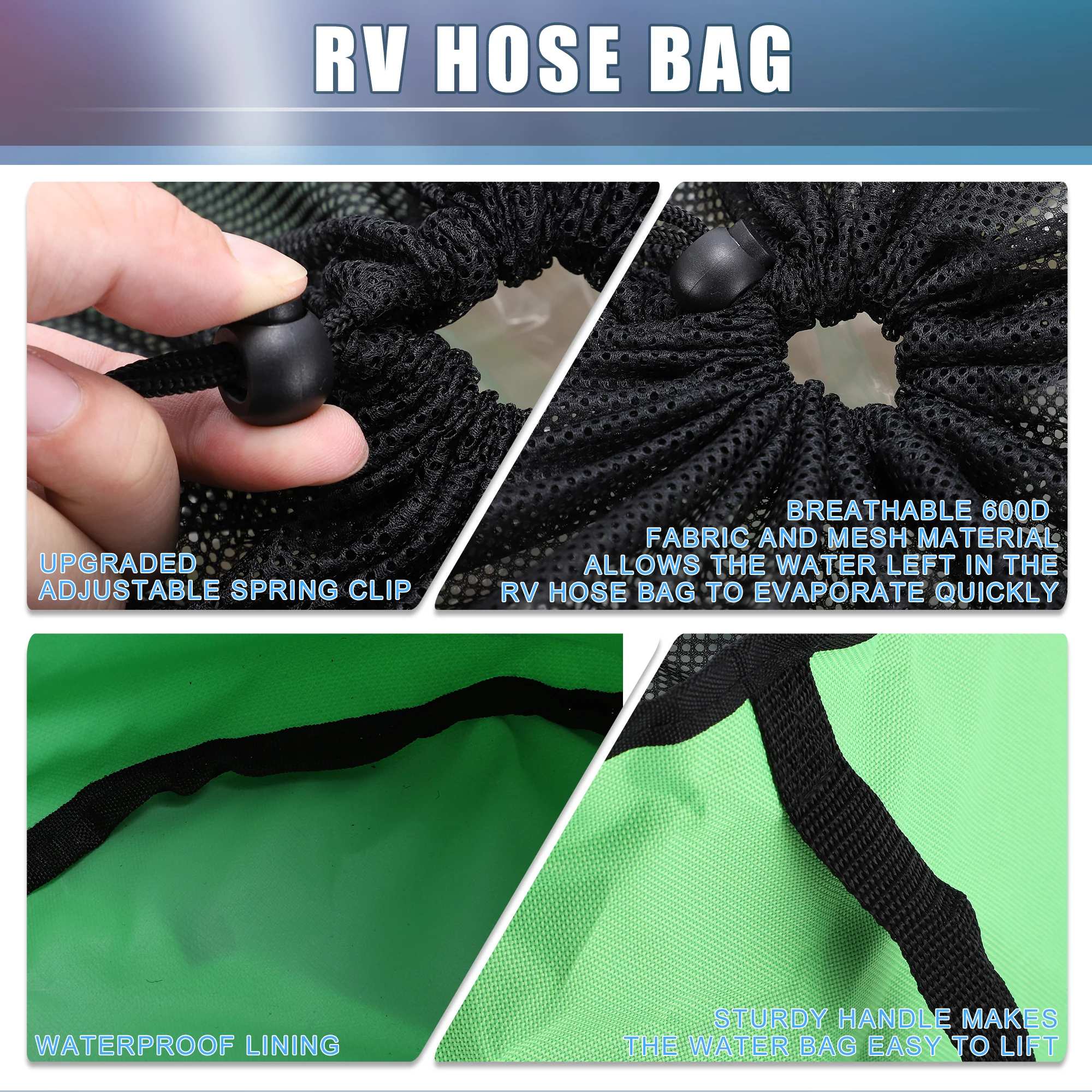 Unique Bargains RV Sewer Hose Storage Bag RV Hose Storage Bag Yellow Blue Black Green (Set of 4)