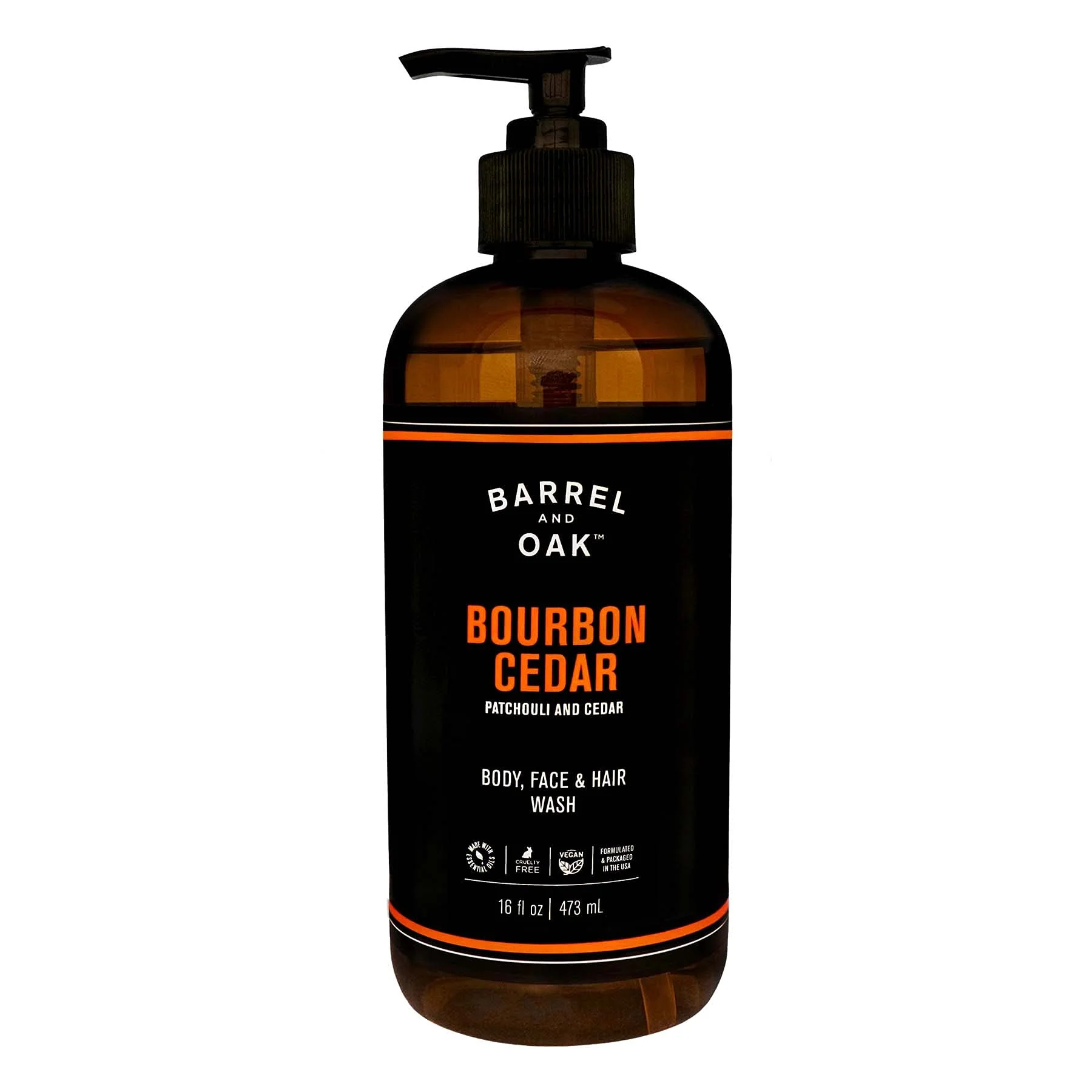 Olivina Men Barrel and Oak - All-In-One Body Wash, Men&s;s Body Wash, Men&s;s Soap for Hair, Face, &a; Body, Refreshing &a; Balanced Cleanser, Essen