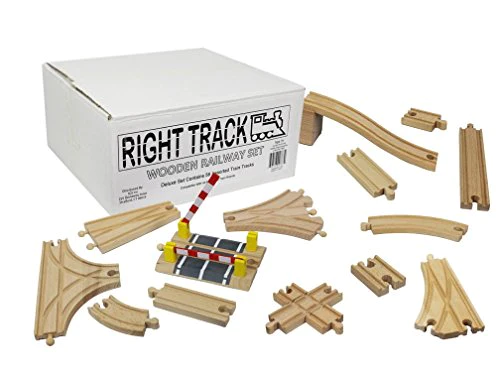 Right Track Toys Wooden Train Track Deluxe Set: 56 Premium Wood Pieces 100% Compatible with Thomas - All Tracks and No Fillers