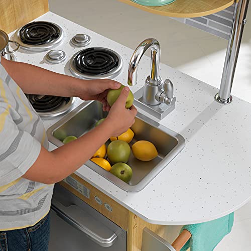 KidKraft Uptown Natural Wooden Play Kitchen with Play Phone, Chalkboard &a; Towel Rack, Gift for Ages 3+ 43.00 x 17.75 x 41.00 Inc