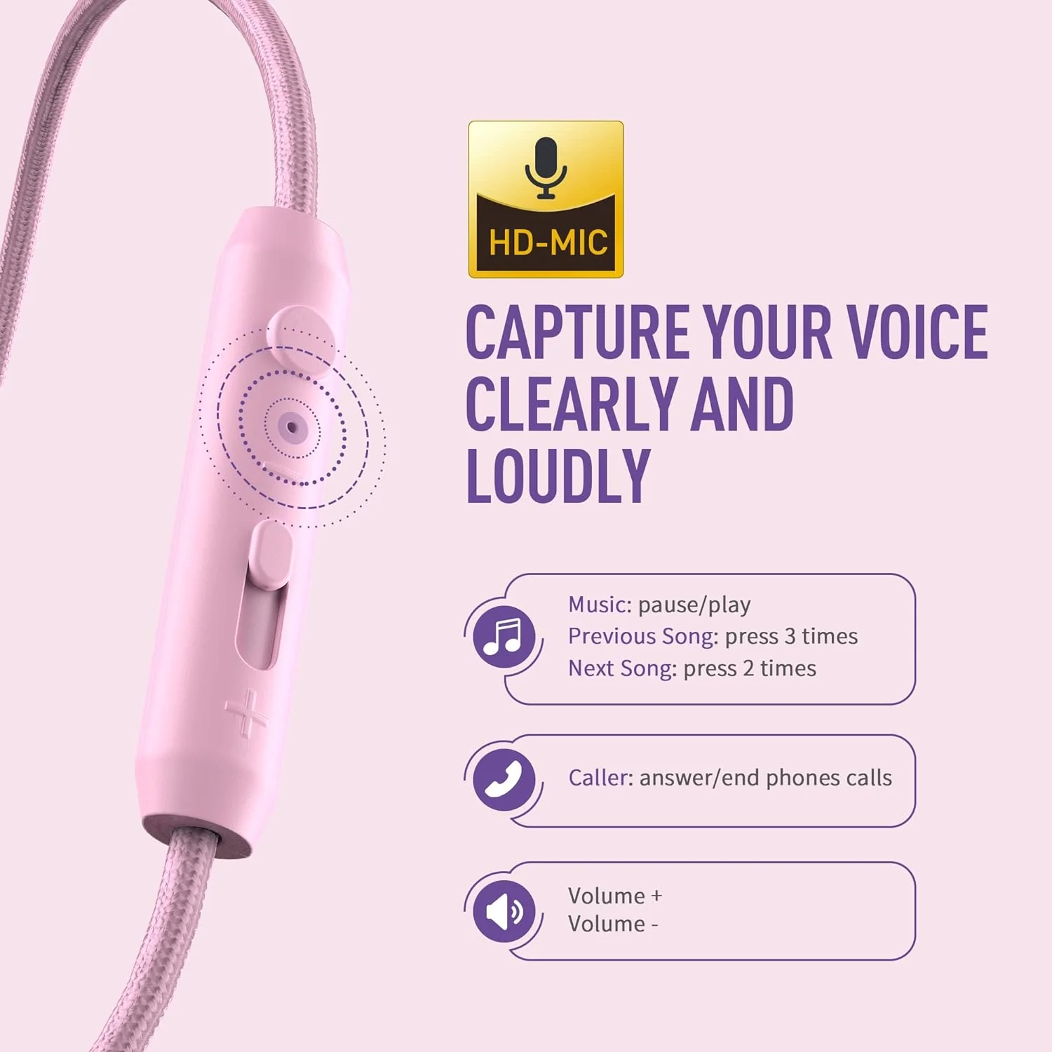 Zell Electronics Zell Headphones Wired With Microphone And Volume Control Folding Lightweight Corded 3.5Mm Headset For Girl School Cellphones …