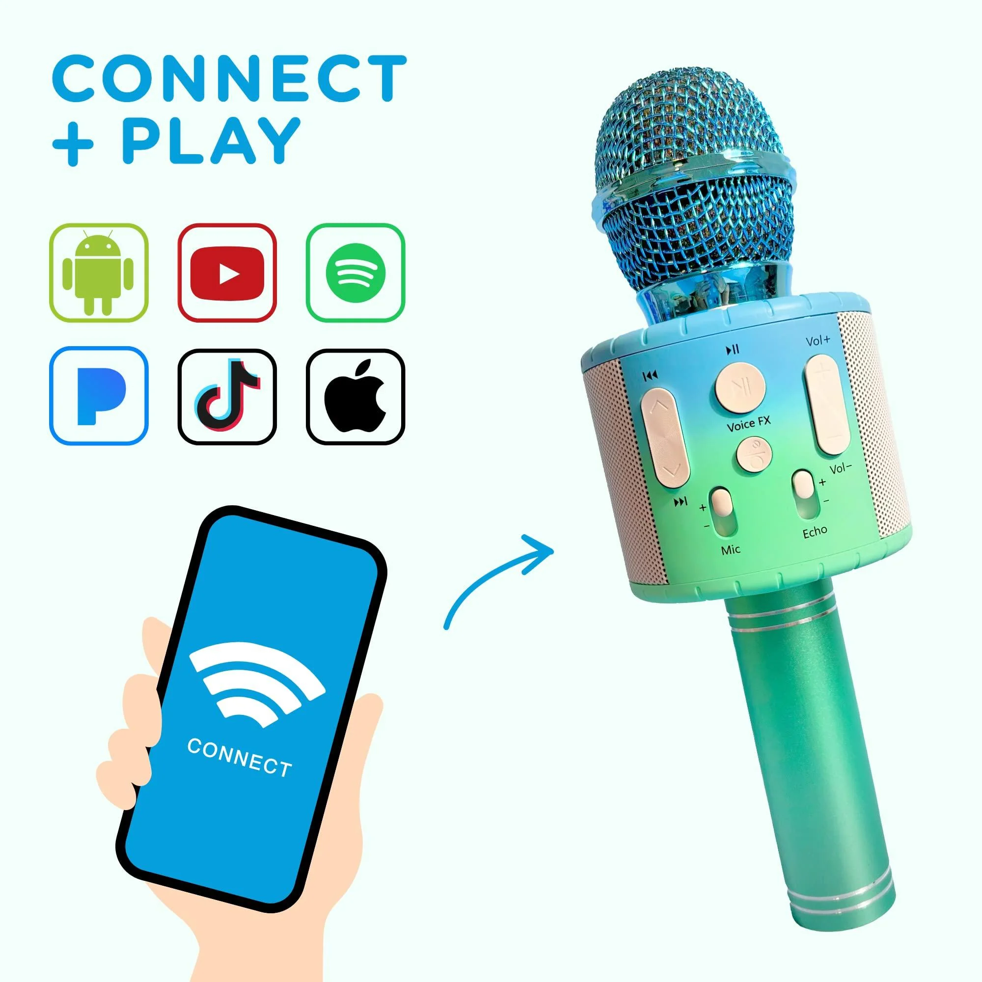 move2play, kids karaoke microphone | personalize with jewel stickers | birthday gift for girls, boys &a; toddlers | girls toy a