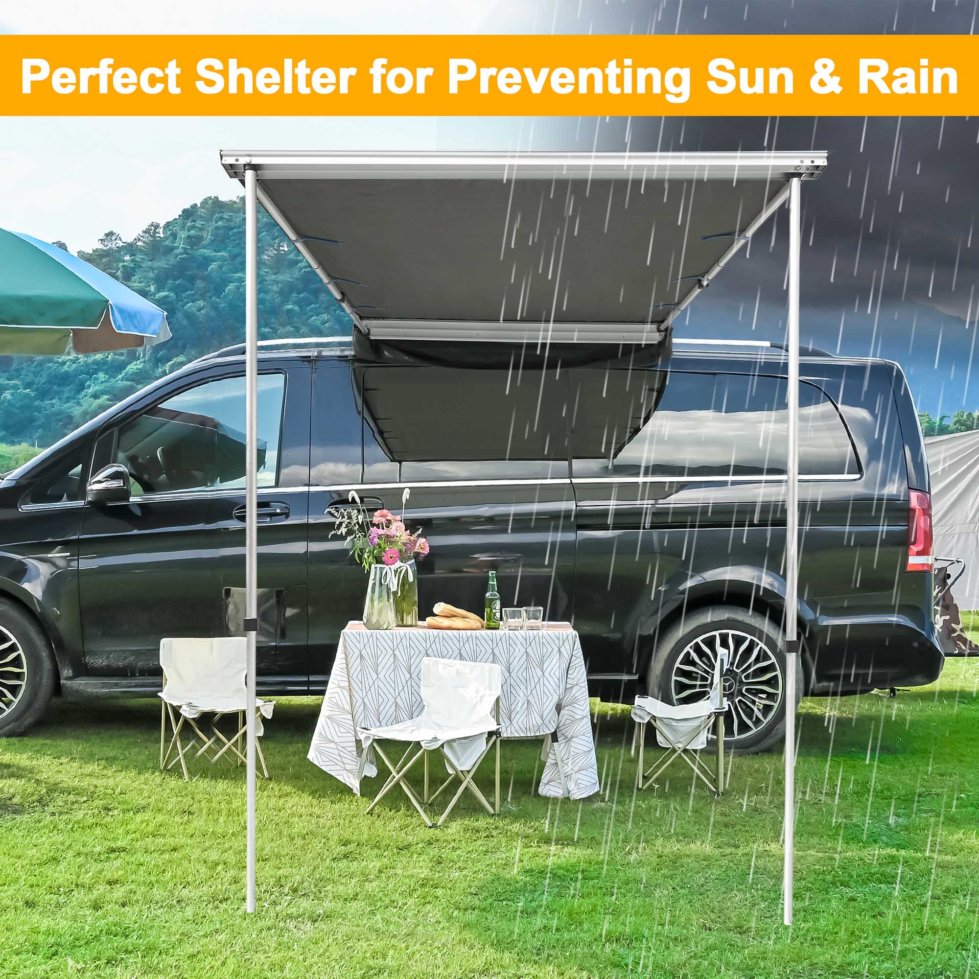 LAGarden Car Side Awning replacement 4.5x6 Ft Rooftop Tent UV50+(Only Awning Replacement Fabric Grey）