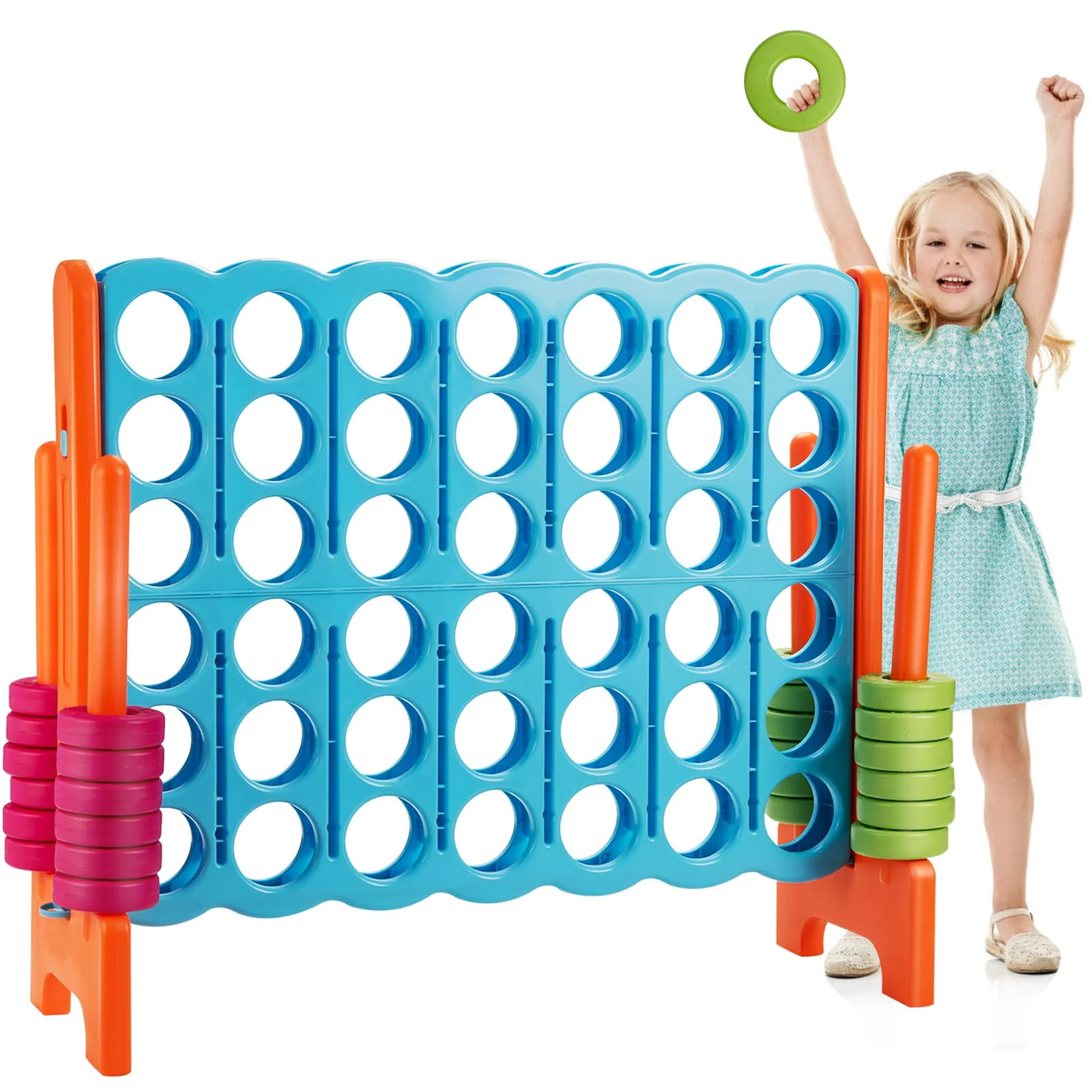 ARLIME Jumbo 4-to-Score giant game Set Backyard games for Kids &a; Adults 4 in A Row W Quick-Release Lever 42 Build-in Rings Inclu