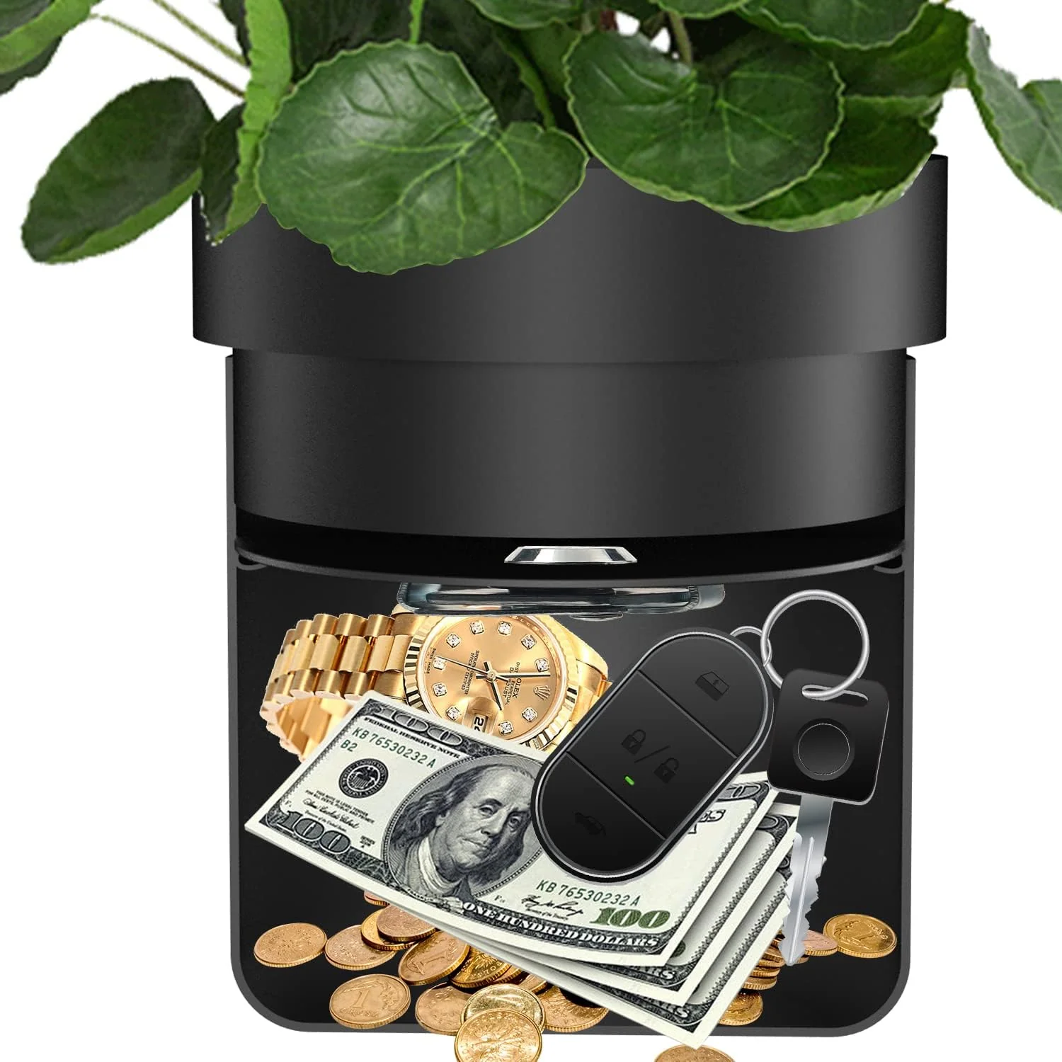 oADANNUo Iron Flower Pot Secret Compartment, Hidden Safe Compartment Lock Box Secret Hideaway Money, Keys and Other Valuables, Waterproo
