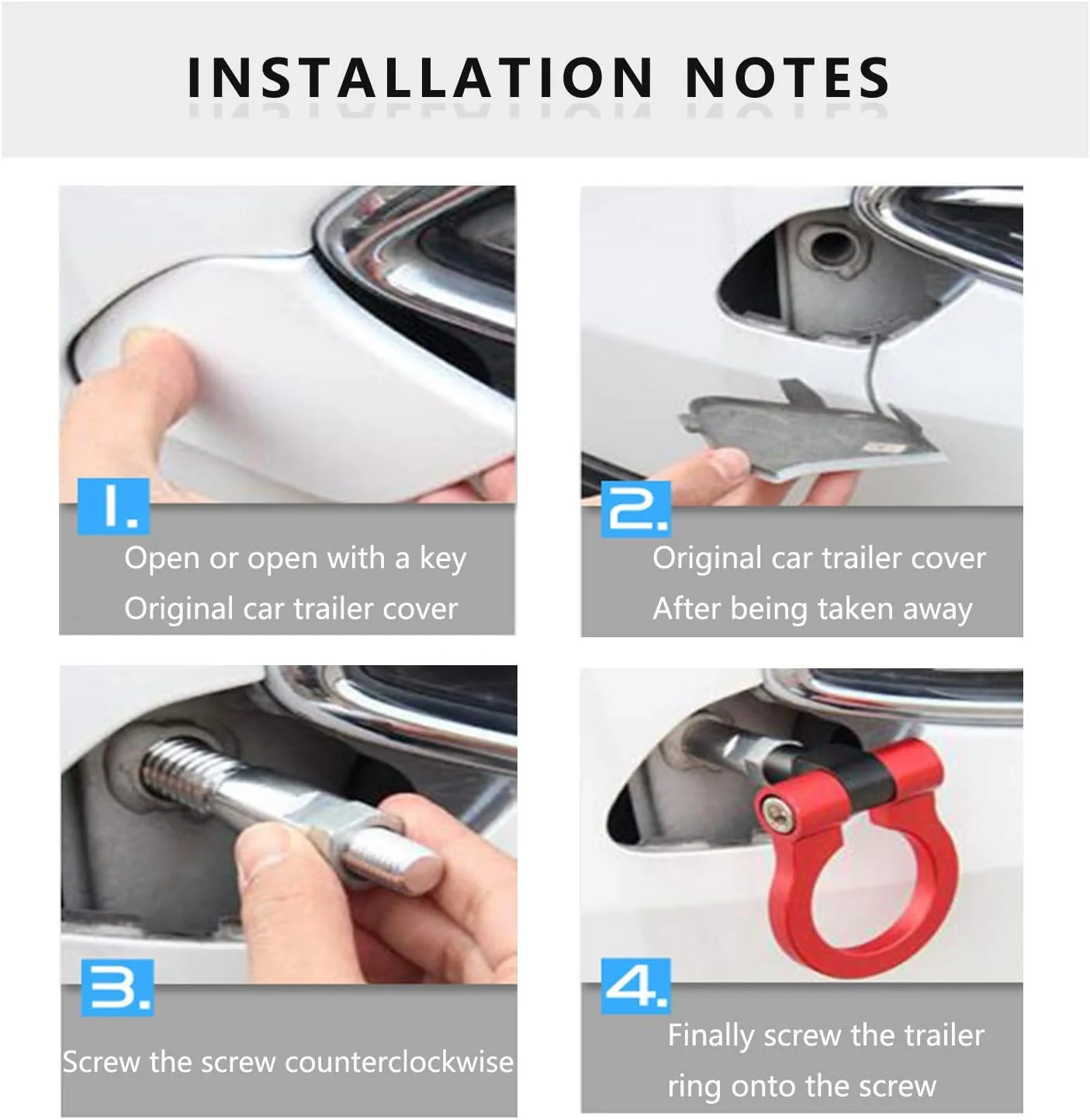 HuihuangAMZus Heart Horse Universal Racing Towing Car Tow Hook for B-mw 1 3 5 Series E39 E70 E71 E81 E82 E88 E90 E91 E92 E93, Auto Aluminum T