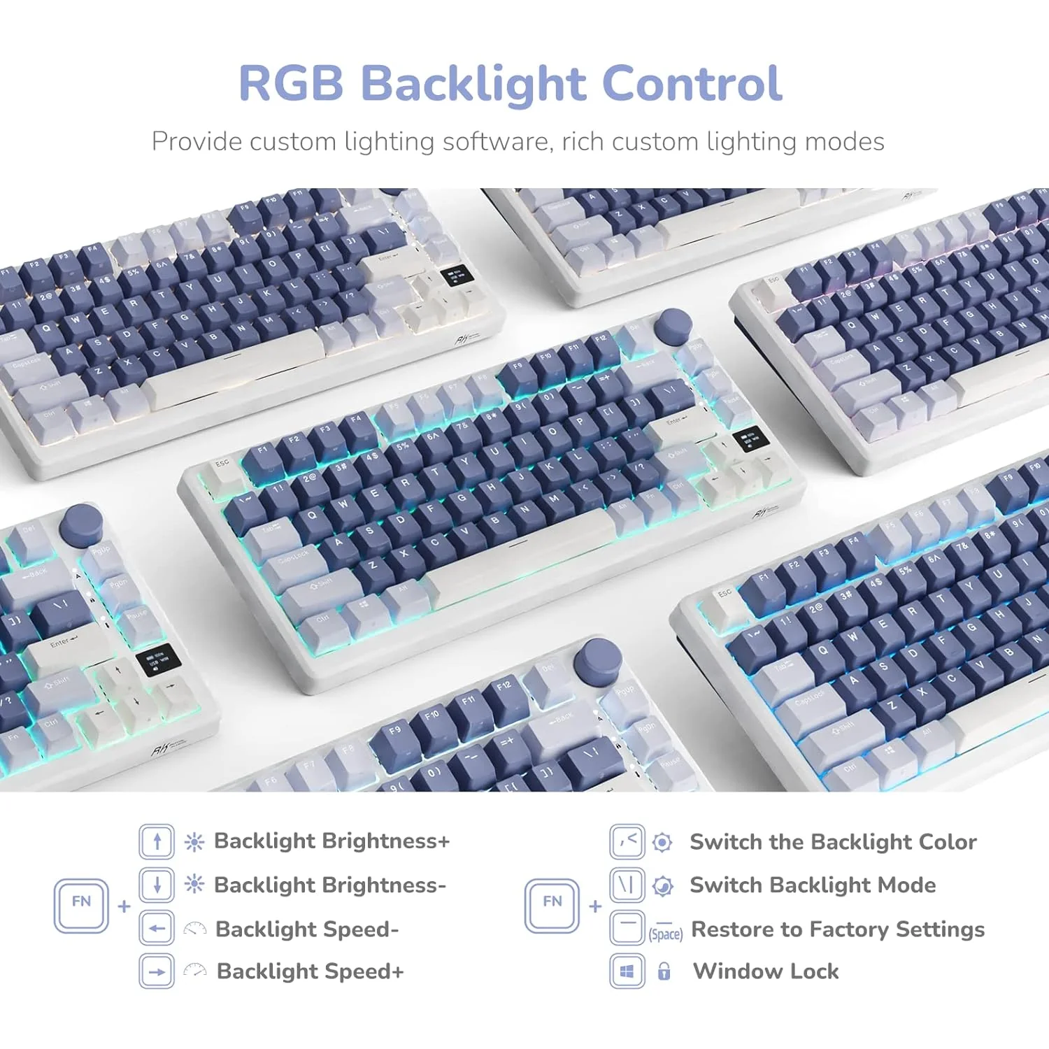 Zell Electronics Zell Mechanical Keyboard 2.4Ghz/Bluetooth/Usb-C Wired Gaming Keyboard 75% Layout 81 Keys Gasket Mounted With Oled Smart Displ…