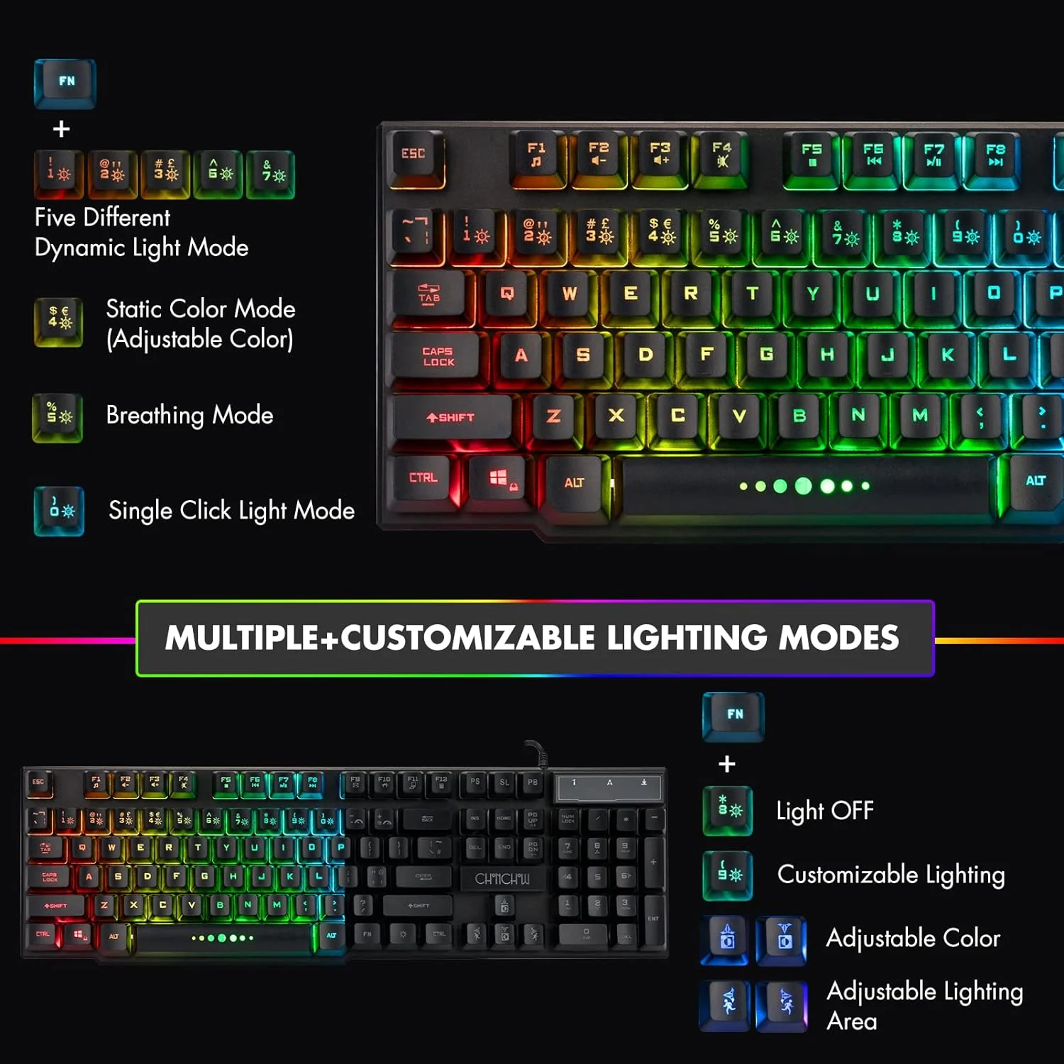 Zell Electronics Zell Wired Gaming Keyboard For Mac Pc Ps5 Ps4 Xbox One Gamers, Rgb Backlit Led Mechanical Feel Keyboard With Multimedia Keys …