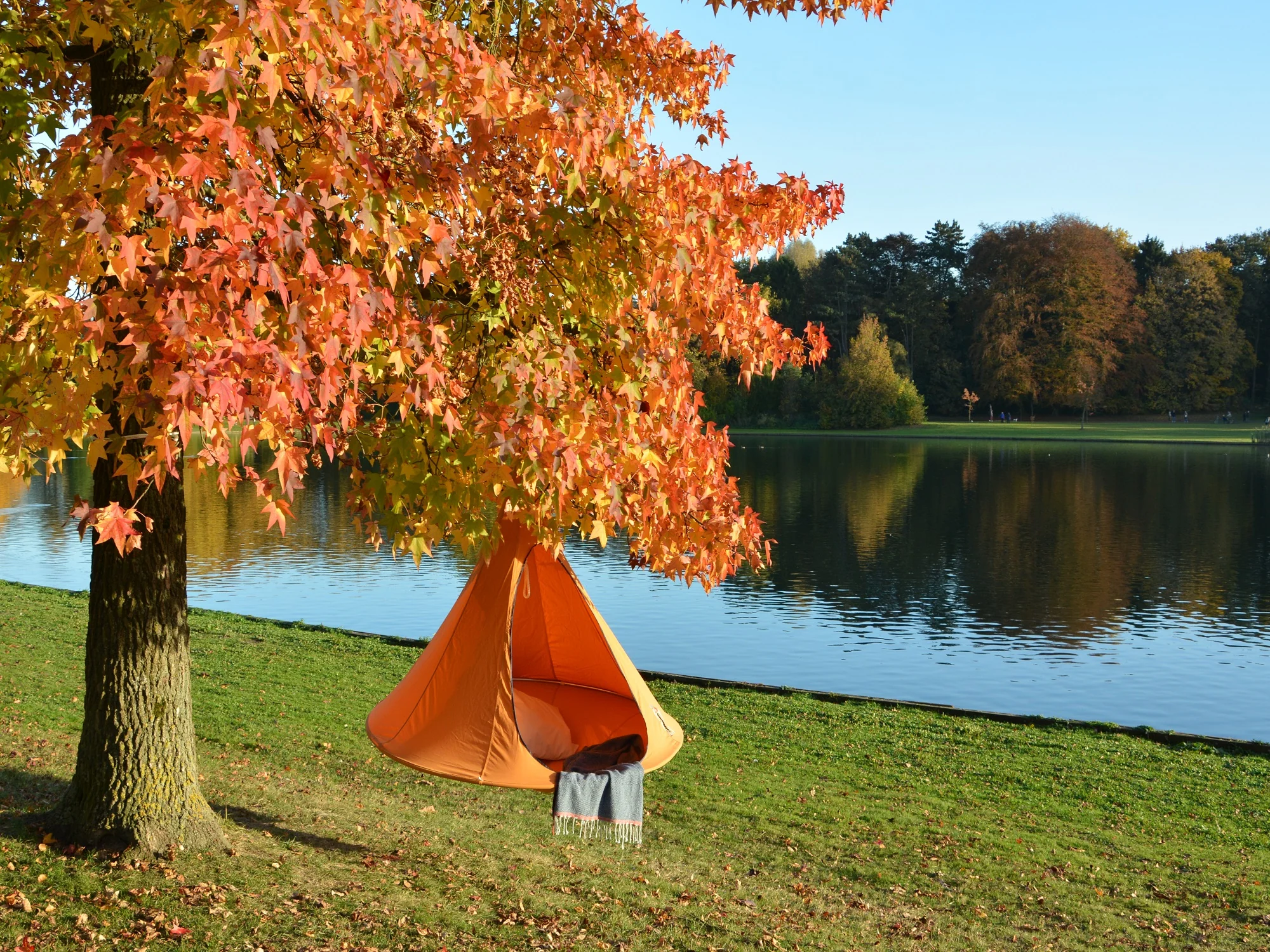 The Hamptons Collection 72” Orange Two Person Hanging Cacoon Chair with Hanging Hardware