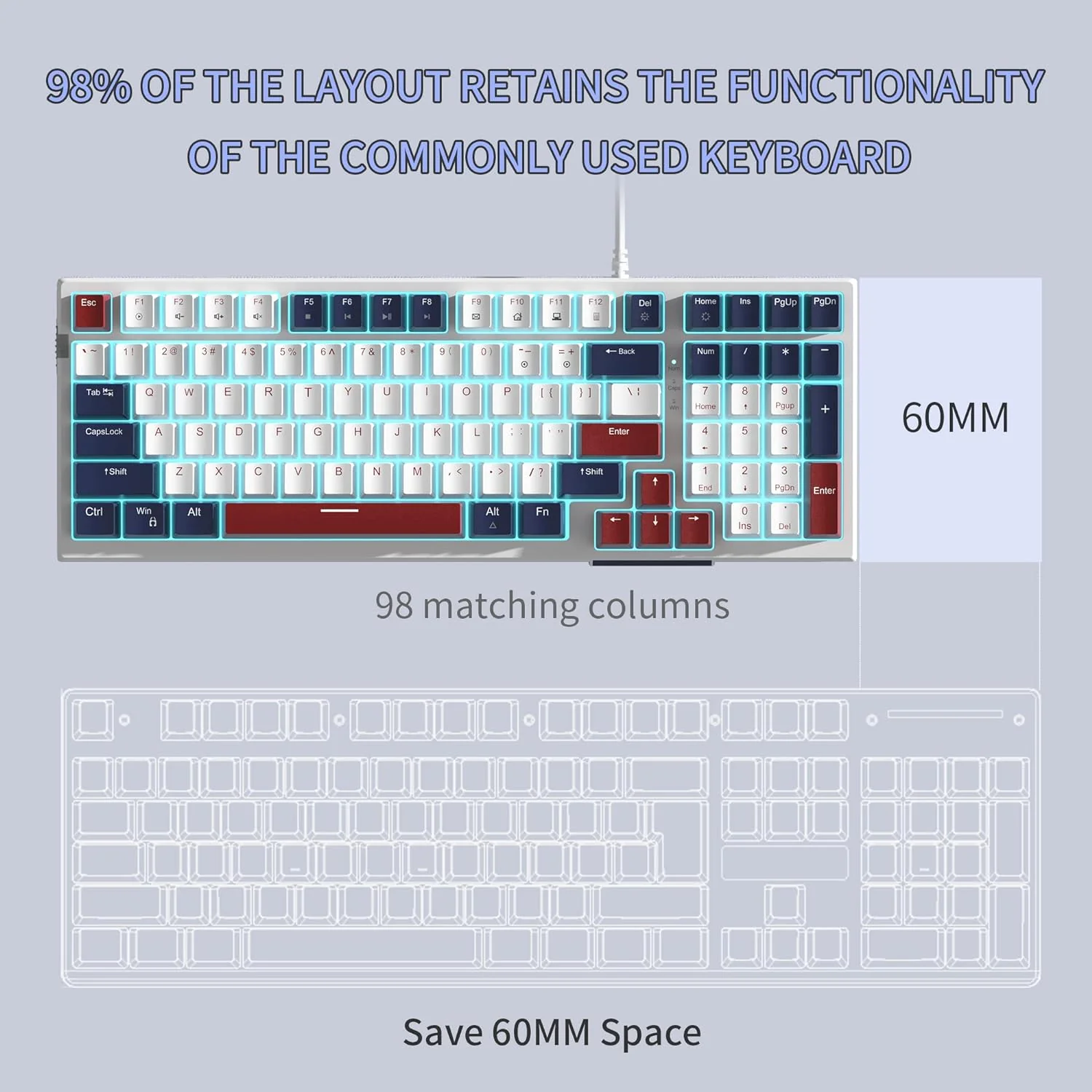 Zell Electronics Zell Mechanical Keyboard, Star Sky Wired Gaming Keyboard Backlit Ultra-Slim Usb Keyboards With Red Switches 98 Keys For Pc Wi…