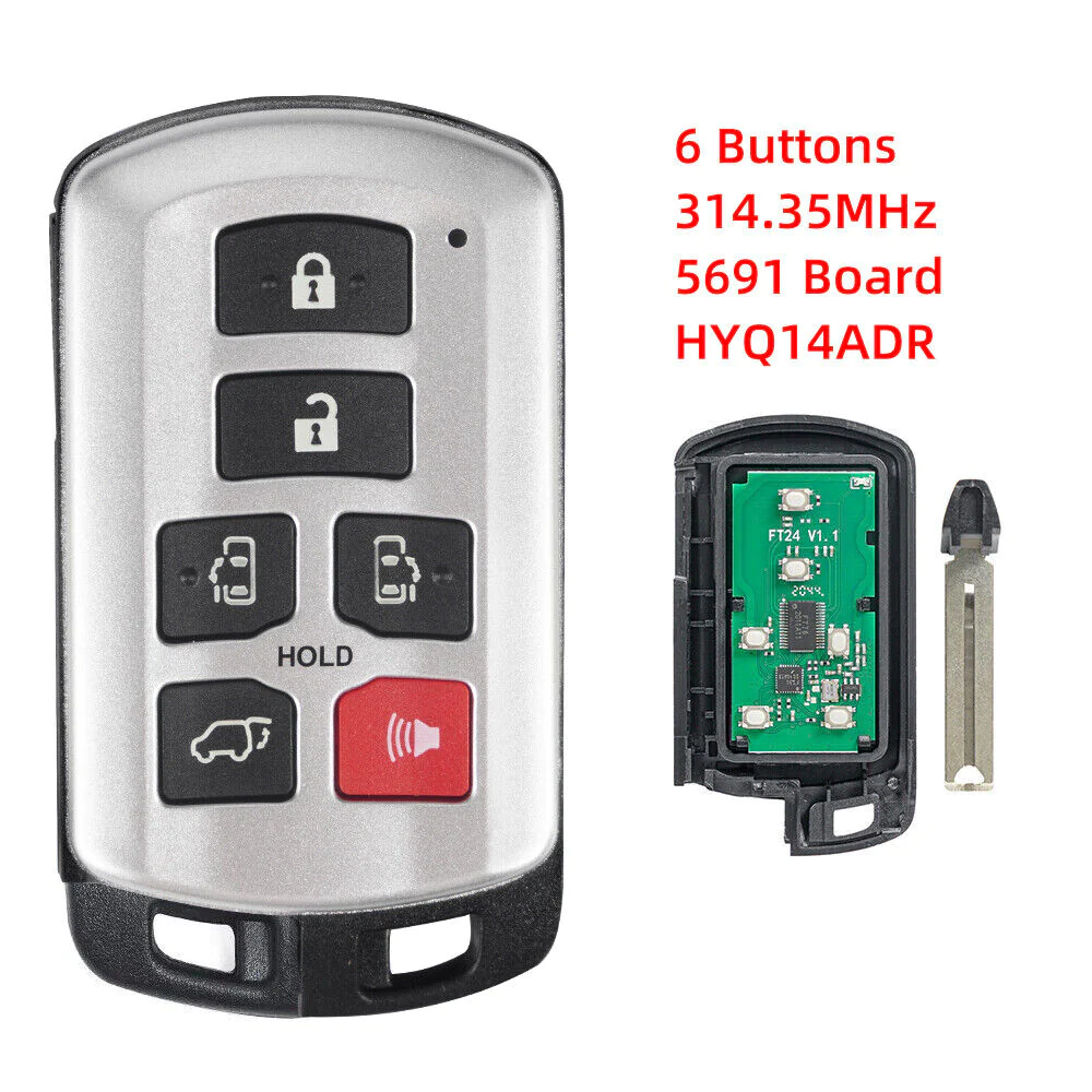 Great Choice Products New For 11-20 Toyota Sienna Van Keyless Entry Smart Prox Remote Key Fob Hyq14Adr