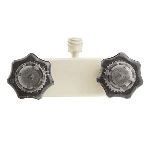 Dura Faucet DF-SA100S-BQ RV/Motorhome/Trailer Shower Faucet Valve Diverter with Smoked Acrylic Knobs (Bisque Parchment)