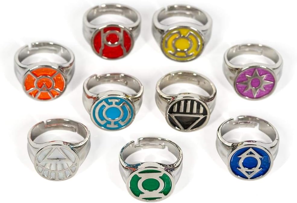 SalesOne LLC DC Comics Green Lantern Power Rings Emotional Spectrum Power Rings | Includes 9 Adjustable Rings Featuring Each