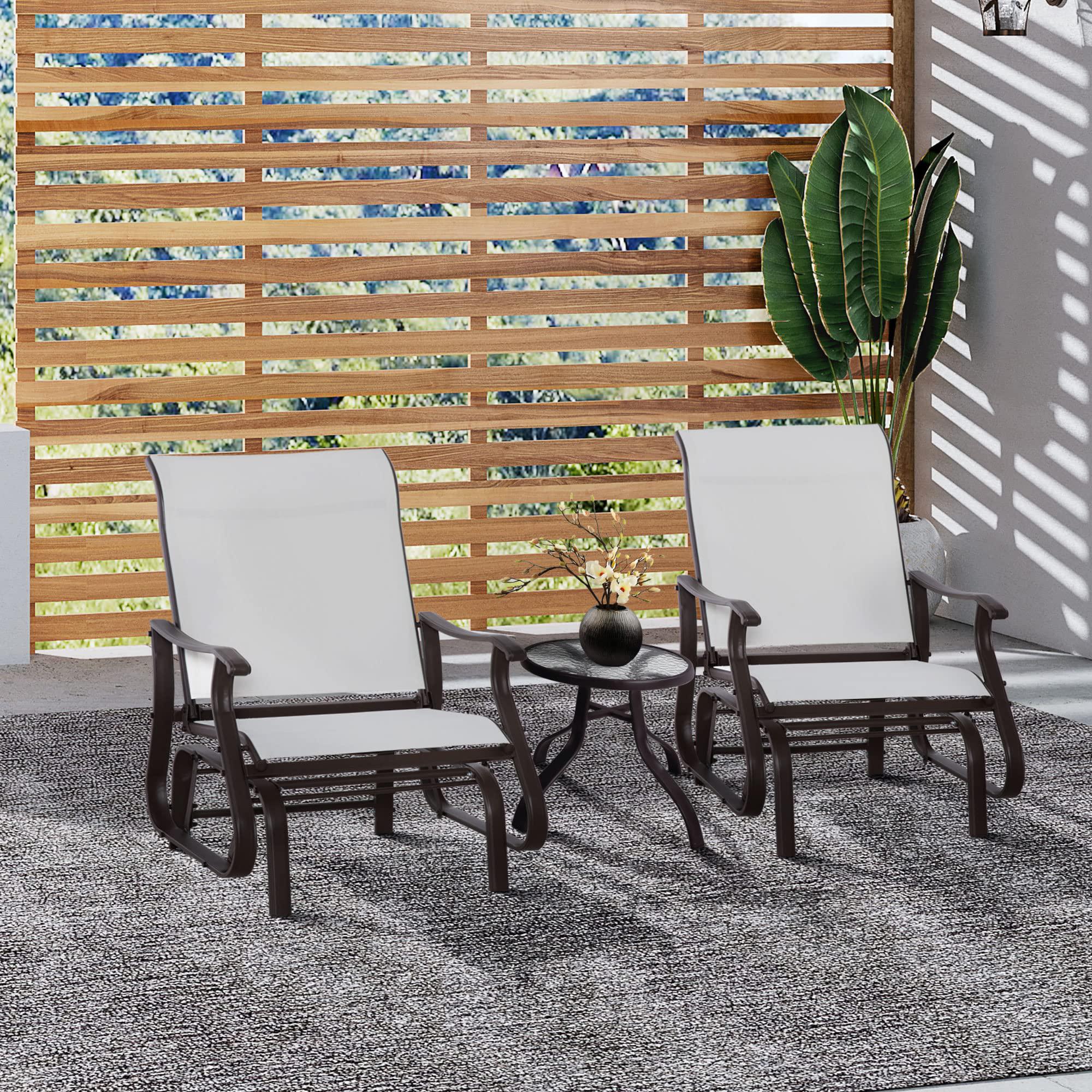 outsunny outdoor swing glider chair, patio mesh rocking chair with steel frame for backyard, garden and porch, white