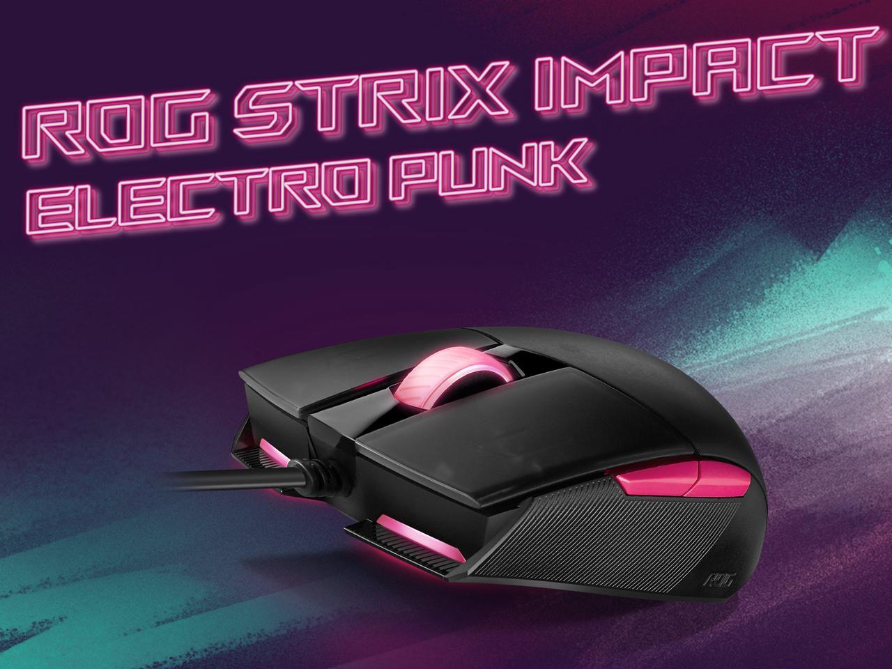 ASUS ROG Strix Impact II Electro Punk 90MP01U0-BMUA00 Black, Pink 5 Buttons 1 x Wheel USB Wired Optical 6200 dpi Gaming Mouse