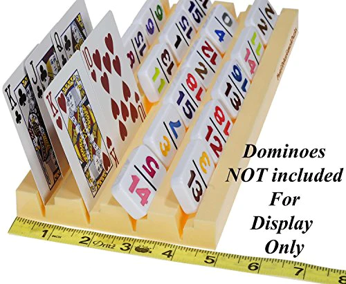 Deluxe Games and Puz Plastic Trays / Racks for Dominoes OR Playing Card _ Dual Use _ Set of 4 _ Bonus 1 Deck of Ace 100% Plastic Playing Cards (Rando