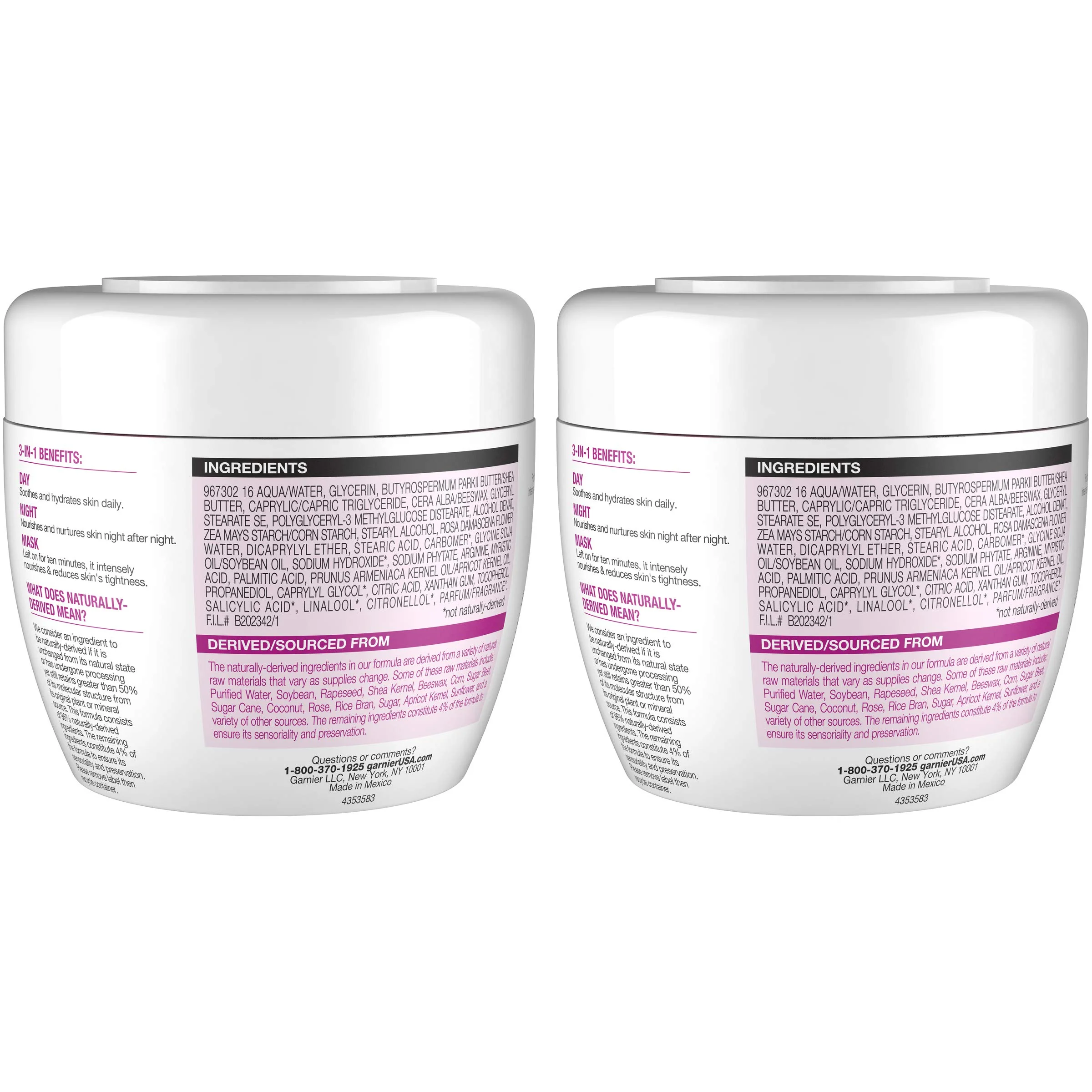 Garnier SkinActive 3-in-1 Face Moisturizer with Rose Water, 6.7 Fl Oz (Pack of 2) (Packaging May Vary)