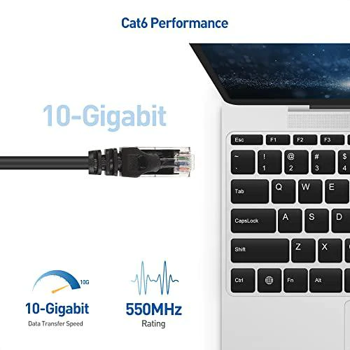 cable matters snagless cat 6 ethernet cable 25 ft (cat 6 cable, cat6 cable, internet cable, network cable) in black
