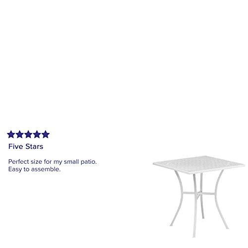 Flash Furniture Commercial Grade Square Patio Table | Outdoor Steel Square Patio Table