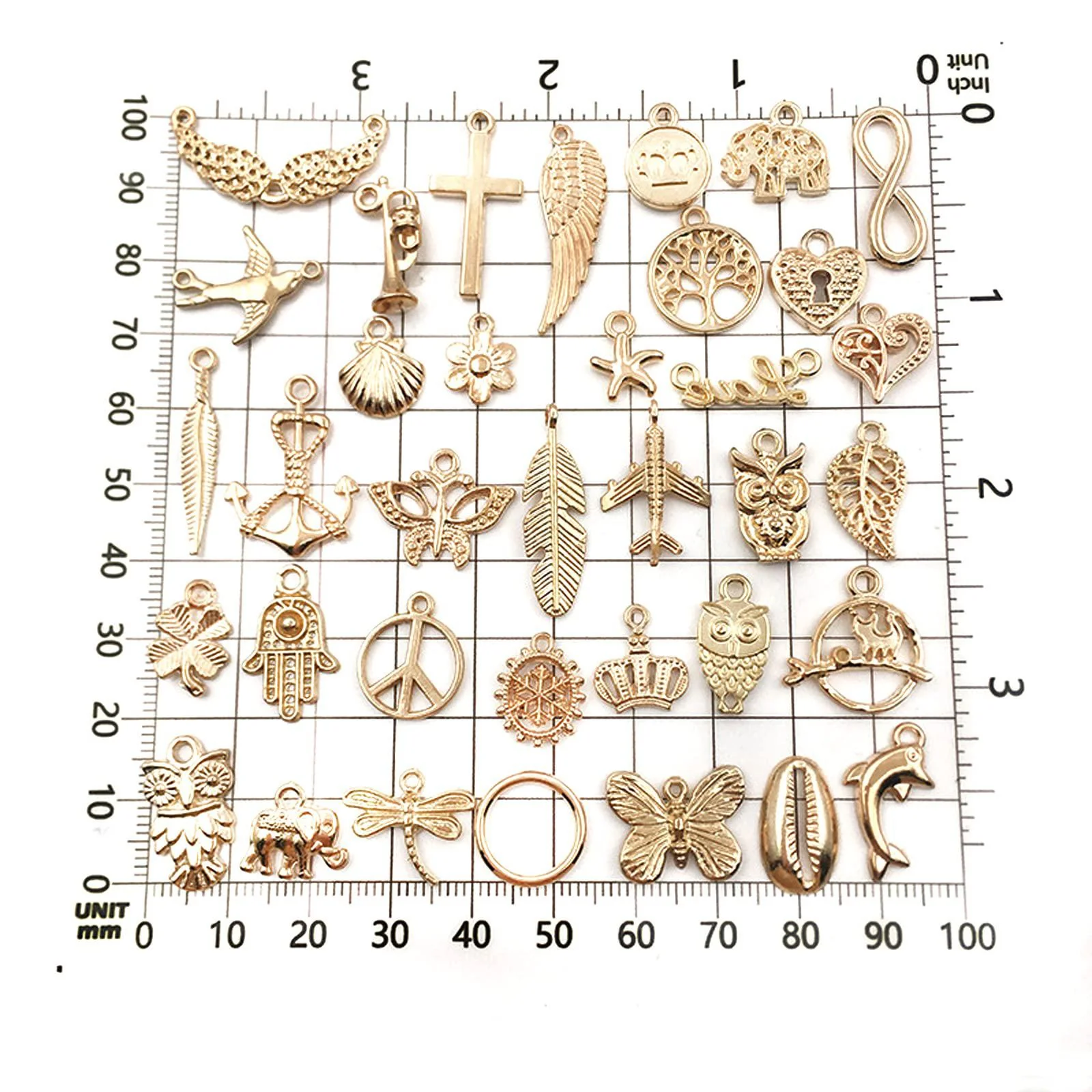 kfblaiming charms for jewelry making - 100 pcs diy gold pendants for earrings bracelets necklaces supplies mixed alloy beads