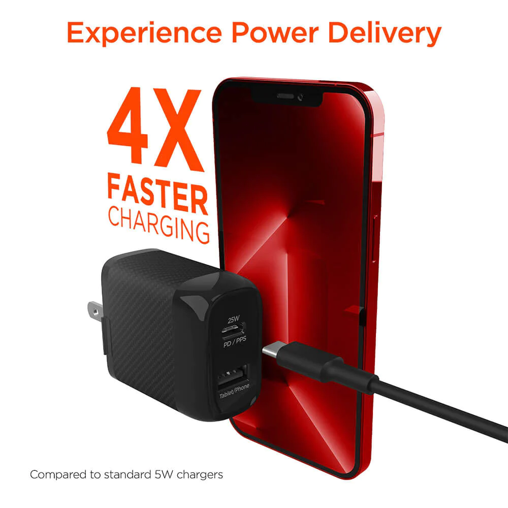 Hypergear 15625 SpeedBoost 25W PD Dual Output Wall Charger - Black