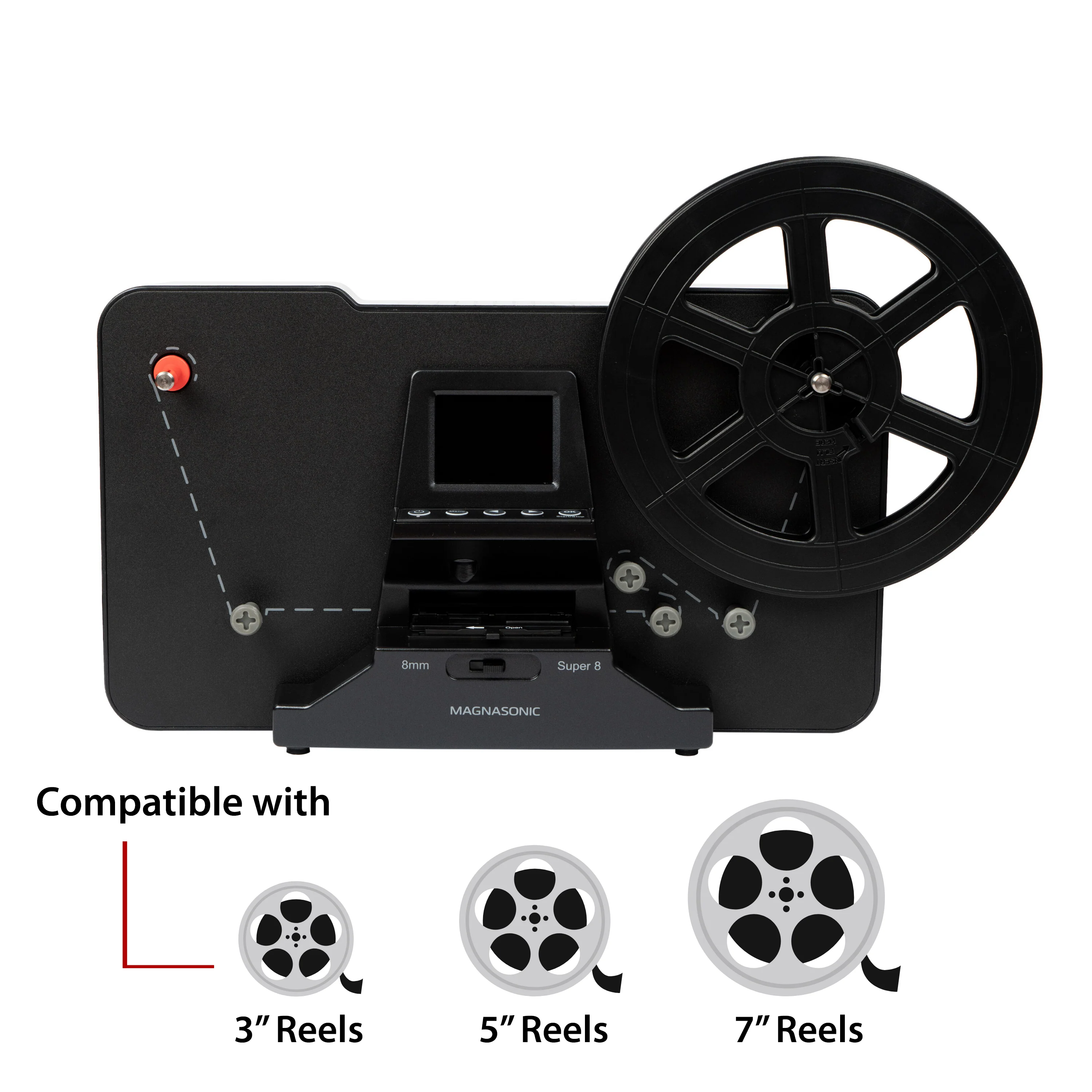 MAGNASONIC All-in-One Super 8/8mm Film Scanner, Converts 3