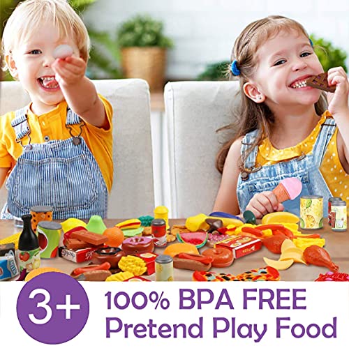 Liberty Imports 170 Piece Deluxe Pretend Play Food Toy Tasty Treats Plastic Cooking and Grocery Shopping Assortment Set