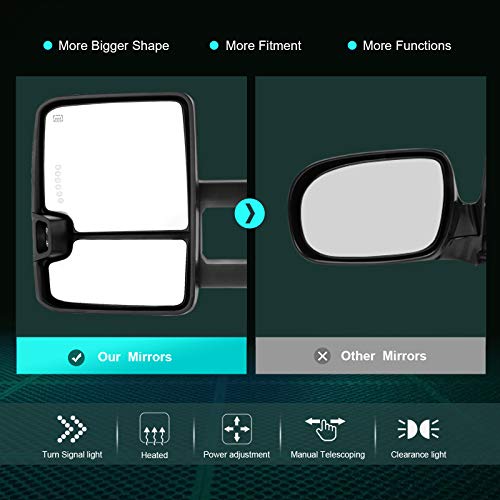 SCITOO Towing Mirrors Exterior Mirrors fit for Chevy for GMC 2007-2013 for Silverado/for Sierra Pair Rear View Mirrors with Powe