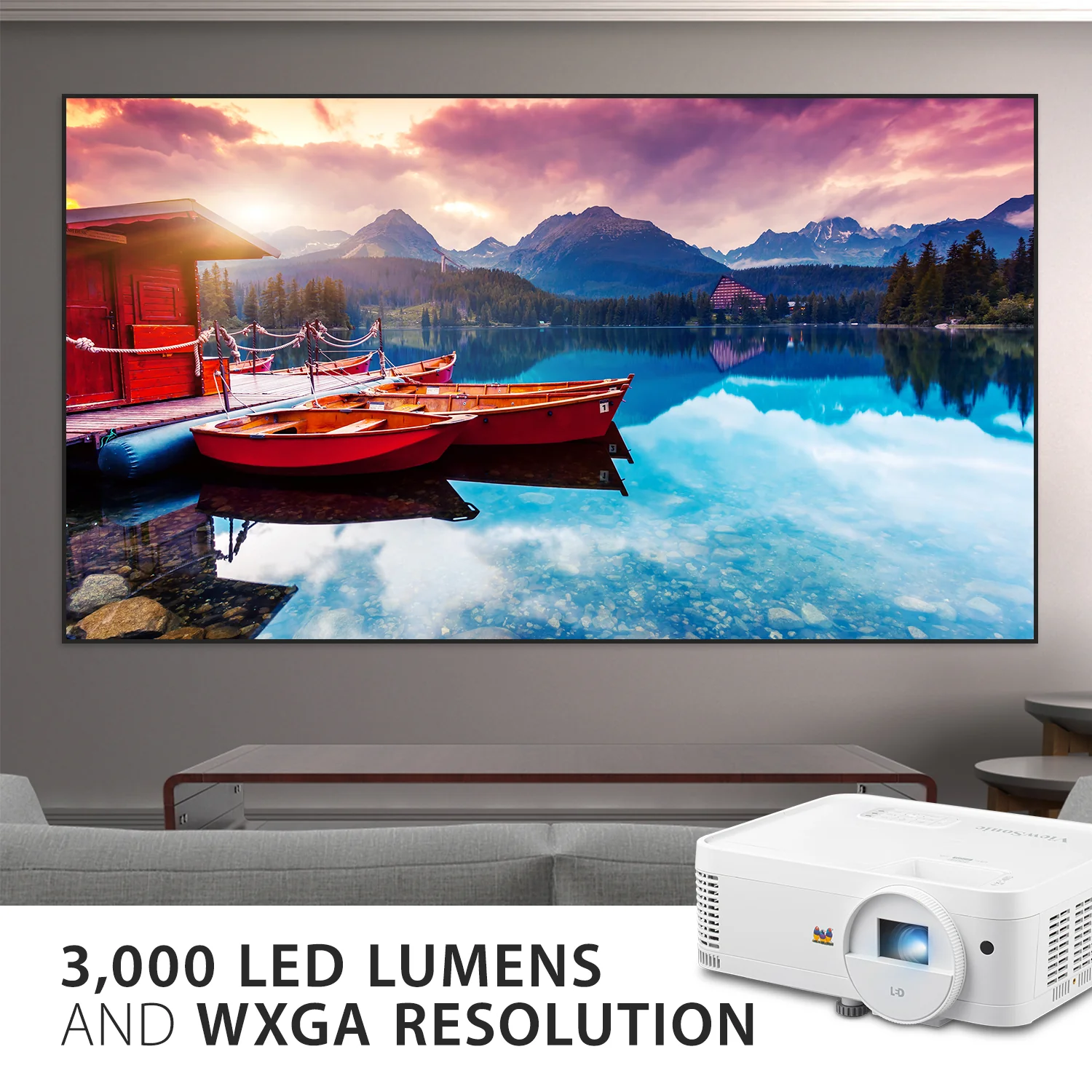 ViewSonic LS500WH 2000 ANSI Lumens WXGA LED Projector, Auto Power Off, 360-Degree Orientation for Business and Education
