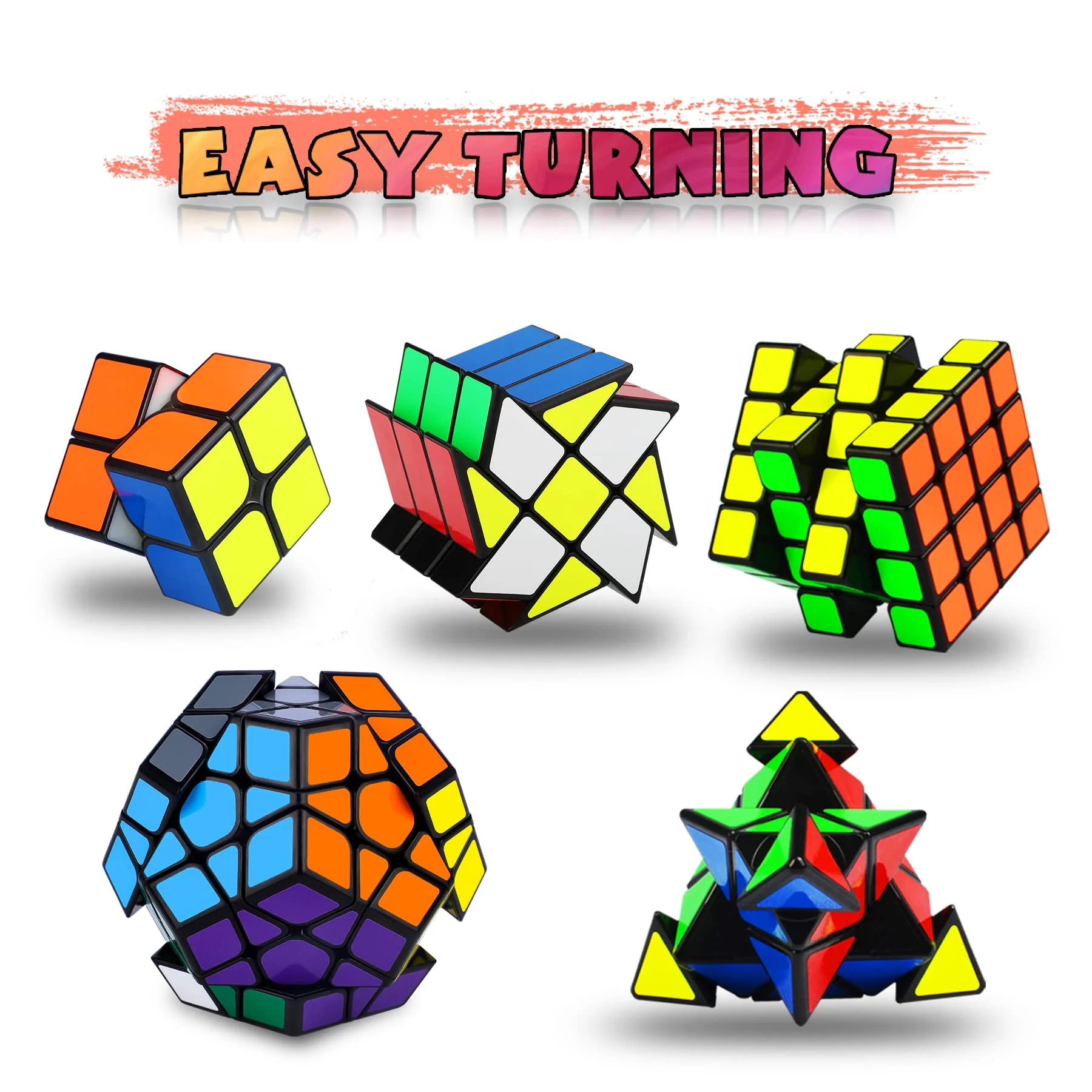 Coolzon Speed cube Set, Puzzle cube, Magic cube 2x2 4x4 Pyraminx Pyramid Megaminx Fenghuolun Puzzle cube Toy gift for children Adults, P