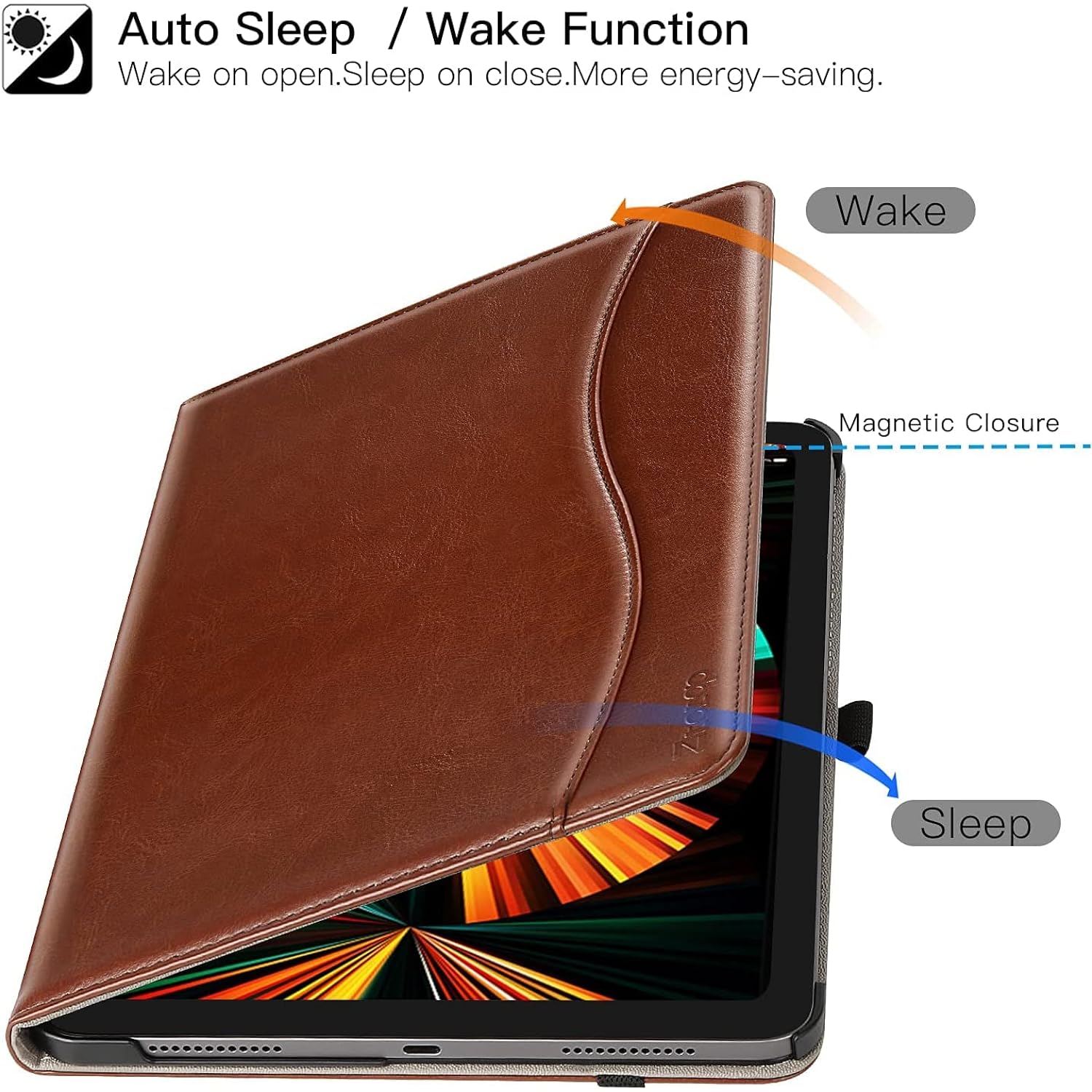 Zell Electronics Zell For Ipad Pro 12.9 Case 6Th/5Th/4Th/3Rd Generation 2022/2021/2020/2018, Premium Pu Leather Folio Cover - Auto Wake/Sleep …