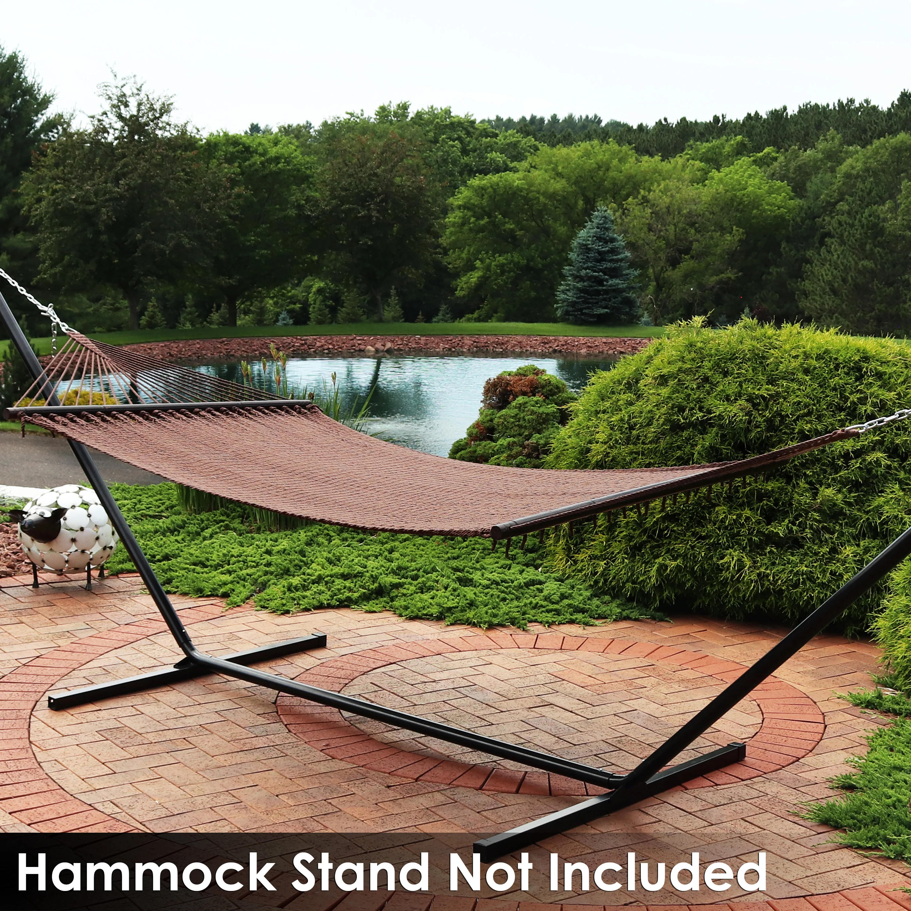 Sunnydaze Decor Large 2-Person Polyester Rope Hammock with Spreader Bars - Mocha