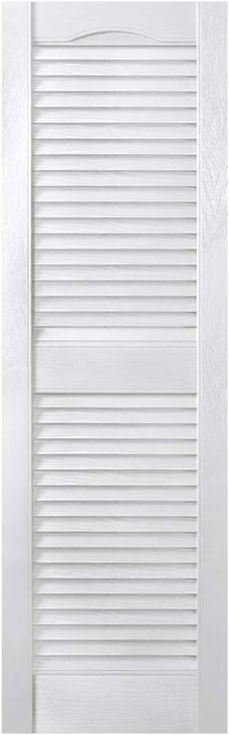 Plastic Development Group, LLC Plastic Development Group LSWHT1455 14 x 55 Inch Decorative Exterior Vinyl Plastic Faux Louvered Window Shutters with Installat