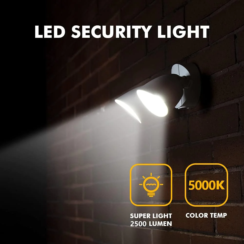 LUTEC 6222W 2500 Lumen 32 Watt 28 LED Dual-Head Floodlight Outdoor, Full Metal Design, Waterproof Exterior Security Wall Light for Pa