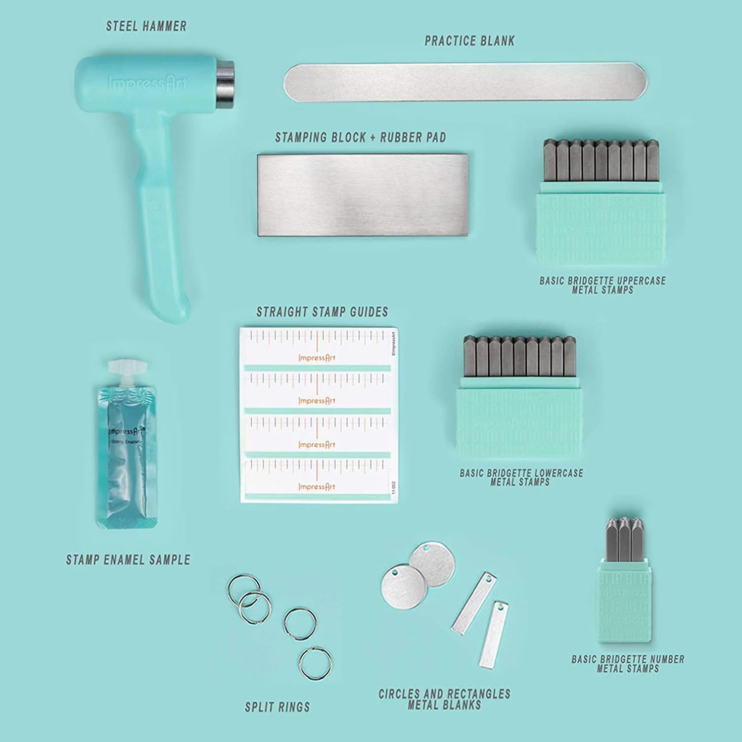 impressart - metal stamping kit, includes all essential metal stamping tools for jewelry making and diy hand stamping custom