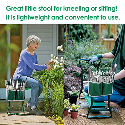 TomCare Upgraded Garden Kneeler Seat Widen Soft Kneeling Pad Garden Tools Stools Garden Bench with 2 Large Tool Pouches Outdoor