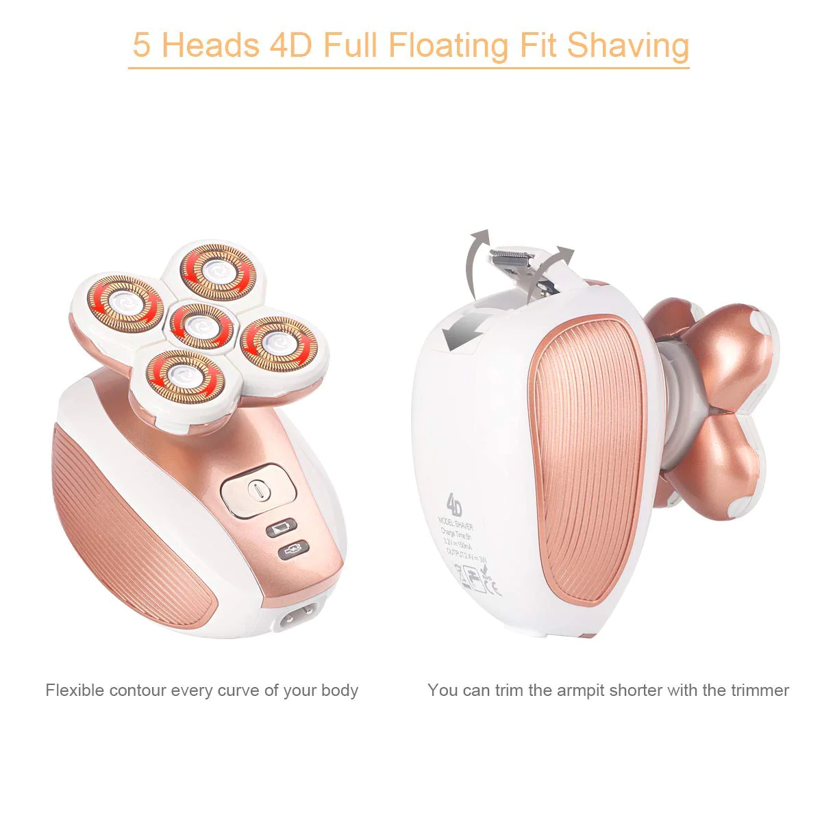 Mrtecher Electric Shaver for Women Men Women&s;s Hair Removal Rechargeable Waterproof Painless Hair Remover with 5 Floating Blades Head for