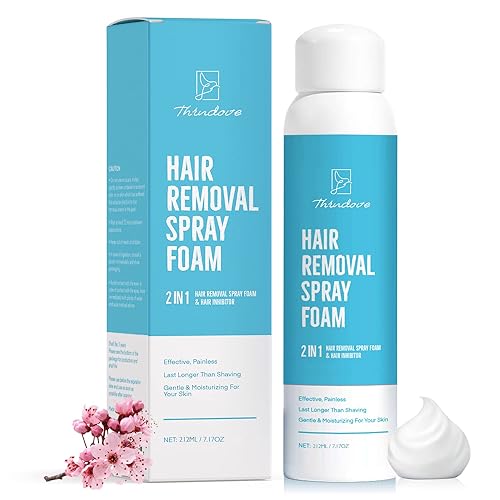 Thrudove Hair Removal Spray Foam - Newest Formula from 100% Natural Ingredients - Effective &a; Painless - Cream - Body &a; Intimate Depilato